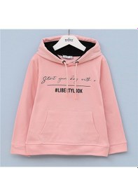 Resim Wanex Kız Çocuk Uzun Kol Kalın Kapüşonlu Sweatshirt - 31606 Koyu Pembe 