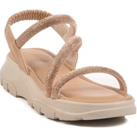 Resim Bej Taşlı Kadın Sandalet T-005 Z Bej 