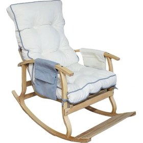 Resim Özmob Relax Lüx Ahşap Çift Minderli Çift Cepli Sallanan Sandalye Krem/gri 