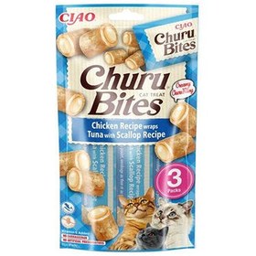 Resim Inaba Ciao Churu Bites Tavuk Sargılı Deniz Taraklı ve Ton Balıklı Kedi Ödül Maması 3 x 10 Gr 