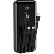 Resim Robeve 10000 Mah Dijital Göstergeli Dahili Kablolu Powerbank 10000 Mah Powerbank Lightning - Type C - USB - Micro USB Dahili Kablolu Powerbank Bpb3 Deprem Powerbank Deprem Powerbanki 