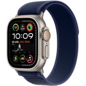 Resim Apple Watch Ultra 2 MX4L3TU/A GPS + Cellular 2024 49mm Natural Titanium Case with Blue Trail Loop - M/L (Distribütör Garantili) 