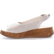 Resim Hakiki Deri Kadın Dolgu Topuk Ayakkabı 227za15319-1 Bej 