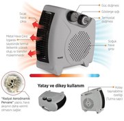 Resim Raks Elektrikli Fanlı Isıtıcı 2000w 2 Kademeli Termostatlı Yatay Ve Dikey Kullanımlı pf20stx (26 X 26 X 13) 