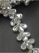 Resim Genel Markalar Ütü Ile Yapışan Taşlı Şerit Damla Model / 50 Cm / Gümüş 