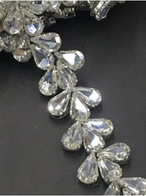 Resim Genel Markalar Ütü Ile Yapışan Taşlı Şerit Damla Model / 50 Cm / Gümüş 