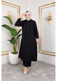 Resim Nevayla Moda Aerobin Kumaş Uzun İkili Takım - Siyah / T0110 Siyah 