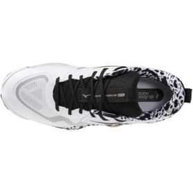 Resim MIZUNO Wave Momentum Elite MID Unisex Voleybol Ayakkabısı Beyaz / Desenli 