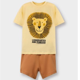Resim DeFacto Erkek Bebek 2'li Takım Aslan Baskılı Kısa Kollu Tişört Esnek Belli Şort E1183A525SMYL488 