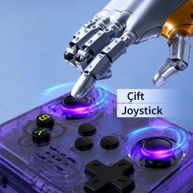 Resim Raylax 3.5 Inç Otg Çıkışlı Taşınabilir Retro Oyun Konsolu 15000+ Oyunlu El Atari Şeffaf Mor 