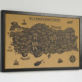 Resim Mantar Türkiye Haritası - Kişiye Özel Başlıklı Çerçeveli Duvar Dekoru - 30x20 cm 