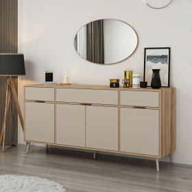 Resim Elina Ayaklı Konsol Aynalı - Dore/kumtaşı Çok Renkli 