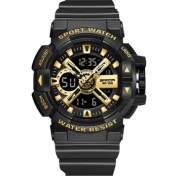 Resim Hanyang Siyah Altın Sanda Yeni Erkek Saatleri Çift Ekran Spor Askeri 50 M Su Geçirmez Dijital Izle Kuvars Kol Saati Saat Relogio Masculino 3128 (Yurt Dışından) 