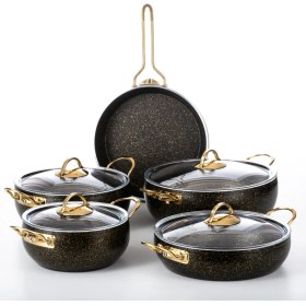 Resim Evren 9 Parça Gold Stone Güveç Tencere Seti 