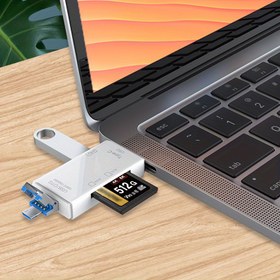 Resim 6'sı 1 arada Çok İşlevli USB Kart Okuyucu, Telefon, Kamera ve Hafıza Kartı için Evrensel SD/TF Kart Okuyucu, Yüksek Hızlı Veri Aktarımı, Pil Gerektirmez 