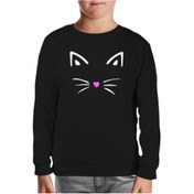 Resim Kedi Iıı Siyah Çocuk Sweatshirt Siyah 