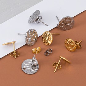 Resim 10 adet Paslanmaz Çelik Kabartma Çivi Küpe Takı Yapımı DIY için Kulak Çivisi Fişleri ile 