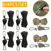 Resim 8 adet/4 adet 157.48 inç Metal Pulley Kamp Çadırı Sabitleme İpi Yansıtıcı Şerit ile, Ayarlanabilir Çekme İpi Tokası, Açık Hava Kampı, Açık Hava Ekipmanı, Kanopi Sabitleme ve Tatil Dekorasyonu için Uygun, Elastik Açık Hava Depolama Çantası, Kolay Kurulum, Kamp Ekipmanı|Ergonomik Tasarım|Lanyard Bağlantı, Kamp Ekipmanı ve Ekipmanları, Kamp Çadırı Aksesuarları 