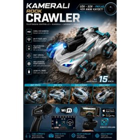 Resim LRS STORE Kameralı Telefondan Kontrollü Akrobat Rock Crawler RC Araba 360° Dönebilen RC Stund Car 