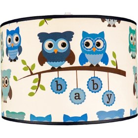 Resim Şenay Aydınlatma Çocuk Odası Silindir Kumaş Avize Sarkıt-Mavi Baykuş 