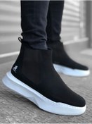 Resim Evla Shoes Bağcıksız Bantlı Erkek Yüksek Taban Siyah Spor Bot 