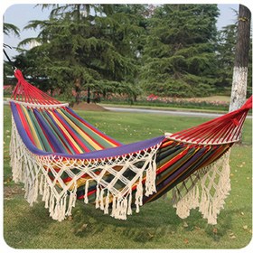 Resim Tusheng Bohemian Stili Hamak, Saçaklı, Pamuk Karışımı Kumaş, Ekstra Kalın Halatlar, 204.12KG Kapasite, Açık Hava/Bahçe/Veranda/Düğün Dekoru, Taşıma Çantası Dahil 