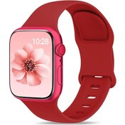 Resim Qingmipy İos Uyumlu 5/6/7/9 İçin Kırmızı Silikon Kordon - 8-harfli Ve Kelebek Kanca İle 42-44-45-49mm Uyumlu 