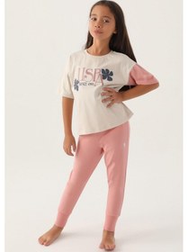 Resim U.s. Polo Assn.1809 Lisanslı Rose Bej Kız Çocuk Pijama Takımı 001 
