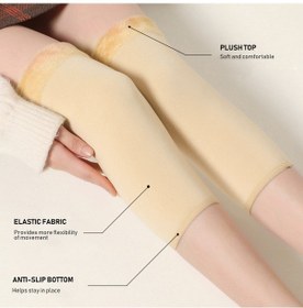 Resim Mufunye Bayanlar İçin Knee Warmer: Kışın Isı Sağlar, Esnek Ve Konforlu, Polar Dolgulu, Dış Etkinliklerde Diz Koruyucu, Siyah 2 Adet Siyah 