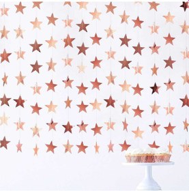 Resim Rose Gold Yıldız Kağıt Sarkıt Süs 4 Metre 