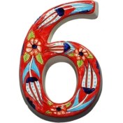 Resim Yılmazel Seramik Lale Desende Kapı Numarası Kırmızı 6 