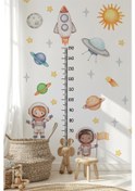 Resim Astronotlar, Uzay Ve Gezegenler Temalı Temalı Boy Ölçer Boy Cetveli Sticker Seti Çocuk Dijital Baskı 