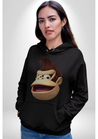 Resim Maymun Krallığı Kadın Erkek Siyah Kapüşonlu Sweatshirt Hoodie Siyah 