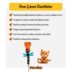 Resim PetzzCats DragonFly Matatabi ve Çıngırak Sesli Kedi Oltası Oyuncağı Siyah 42 Cm 
