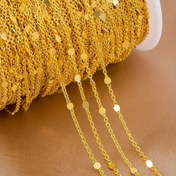Resim 2m Zarif Altın Sequin Zincir Takı DIY Kolyeler ve Bileklikler için - Işıltılı Kristallerle İncelikli Boncuklu El Sanatları Zinciri Aksesuarı, El Sanatları ve DIY Projeleri için Mükemmel, DIY Takı Yapımı | Sequin Süslemeli Zincir | Dayanıklı El Sanatları Zinciri, Takı Yapımı Malzemeleri 
