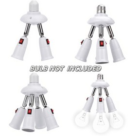 Resim 1 Adet E27 Splitter Aydınlatma Soketi, Ayarlanabilir 2/3/4 Yollu LED Lamba Tabanı Dönüştürücü, Sert Kablolu İç Mekan Aydınlatma Aksesuarı, Ev ve Ofis için Pil Gerektirmez, 85V-265V Çalışma Voltajı 