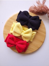 Resim SeherBebeButik Kız Bebek & Çocuk Fiyonklu Bandana 3'lü Set 