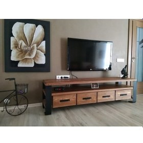 Resim Tv Ünitesi Masif Ahşap Ağaç Standı 
