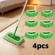 Resim 4 adet Tekrar Kullanılabilir Mop Bezleri - Makine Yıkanabilir ve Uzun Ömürlü, Islak ve Kuru Temizlik için Yüksek Emici, Kolay Temizlenebilir Düz Mop Kapakları, Temizlik Gereksinimleri 