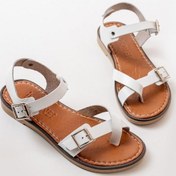 Resim 205-091 Beyaz Ortopedik Hakiki Deri Kadın Sandalet Beyaz 