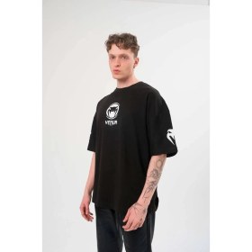 Resim Nemere Bisiklet Yaka Baskılı Oversize T-Shirt - Siyah 