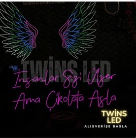 Resim İnsanlar Sizi Üzer Ama Çikolata Asla Yazılı Neon Tabela Pembe 