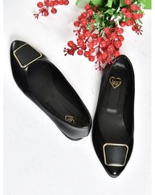 Resim Fox Shoes P726776309 Siyah Toka Aksesuarlı Kadın Babet Siyah-suni Deri Siyah 
