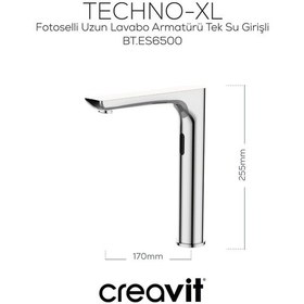 Resim Creavit Fotoselli Uzun Lavabo Armatürü Tek Su Girişli Bt.es6500 