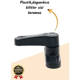 Resim Svein Premium Dayanıklı Koruma Antrasit Çekmeli Metal Pvc Kapı Pencere Hırsız Çocuk Emniyet Kilidi 1 Adet 