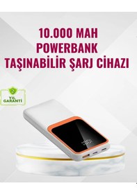 Resim Powerbank 10000 Mah Çift Usb Çıkışlı, Type-c Girişli, Şık Beyaz Tasarım renkli 