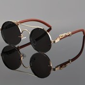 Resim Yuvarlak Metal Çerçeve Moda Gözlükleri ile Gradyan PC Lensler, Leopar Desenli Hinge Detayları ile Lüks Çift Köprü Tasarımı, Partiler ve Sokak Fotoğrafçılığı için İdeal - Unisex 