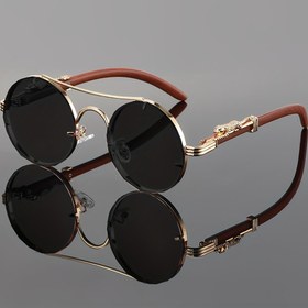 Resim Yuvarlak Metal Çerçeve Moda Gözlükleri ile Gradyan PC Lensler, Leopar Desenli Hinge Detayları ile Lüks Çift Köprü Tasarımı, Partiler ve Sokak Fotoğrafçılığı için İdeal - Unisex 