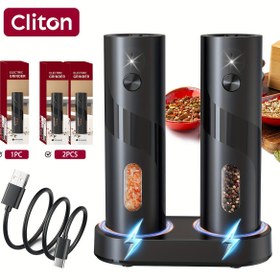 Resim 1 adet/2 adet seçenek, Şarj Edilebilir Elektrikli Tuz ve Biber Öğütücü, Otomatik Tuz ve Biber Değirmeni Seti LED Işık ile, Ayarlanabilir Kabağı, 110ml Büyük Kapasite Ev Mutfak BBQ, Restoran, Açık Hava, Düğün Hediyesi 