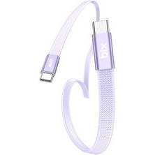 Resim Bix TSC2CC Type-C to Type-C 3A 60W 480Mbps Örgülü ve Şeffaf Silikonlu Hızlı Şarj ve Data Kablosu 1 M Mor 